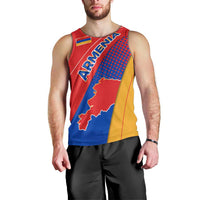 Armenia Flag Colors Men Tank Top with National Emblem and Map Design - Wonder Print Shop