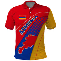 Armenia Flag Colors Polo Shirt with National Emblem and Map Design - Wonder Print Shop