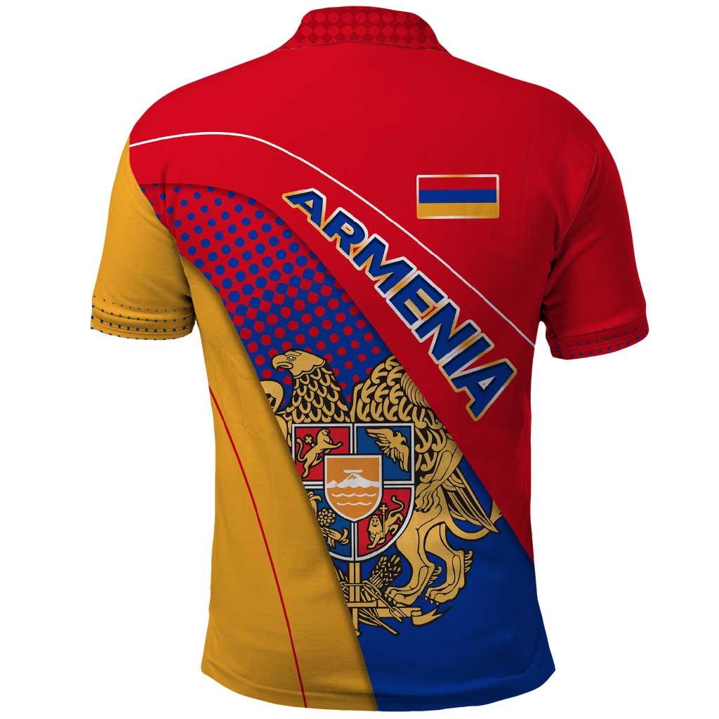 Armenia Flag Colors Polo Shirt with National Emblem and Map Design - Wonder Print Shop
