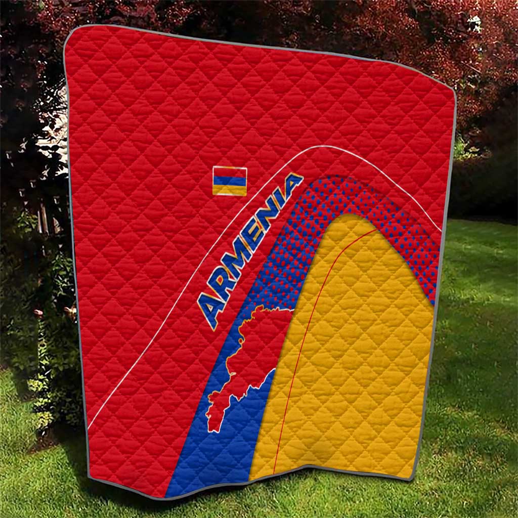 Armenia Flag Colors Quilt with National Emblem and Map Design - Wonder Print Shop