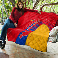 Armenia Flag Colors Quilt with National Emblem and Map Design - Wonder Print Shop