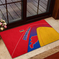 Armenia Flag Colors Rubber Doormat with National Emblem and Map Design - Wonder Print Shop
