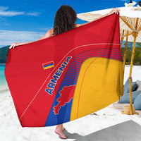 Armenia Flag Colors Sarong with National Emblem and Map Design - Wonder Print Shop