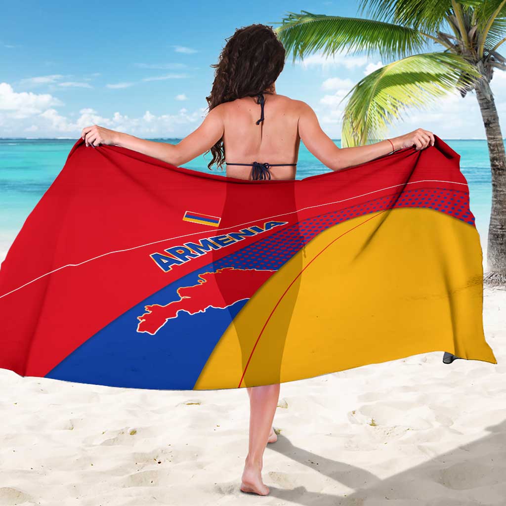 Armenia Flag Colors Sarong with National Emblem and Map Design - Wonder Print Shop