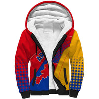 Armenia Flag Colors Sherpa Hoodie with National Emblem and Map Design - Wonder Print Shop