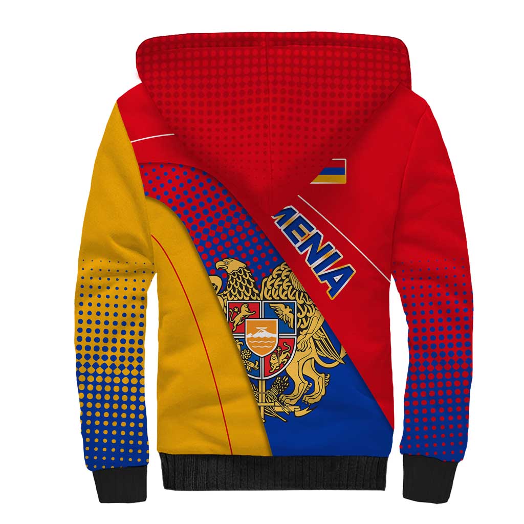 Armenia Flag Colors Sherpa Hoodie with National Emblem and Map Design - Wonder Print Shop