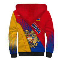 Armenia Flag Colors Sherpa Hoodie with National Emblem and Map Design - Wonder Print Shop