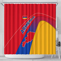 Armenia Flag Colors Shower Curtain with National Emblem and Map Design - Wonder Print Shop