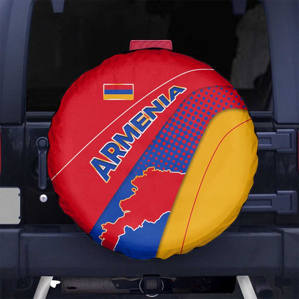 Armenia Flag Colors Spare Tire Cover with National Emblem and Map Design - Wonder Print Shop