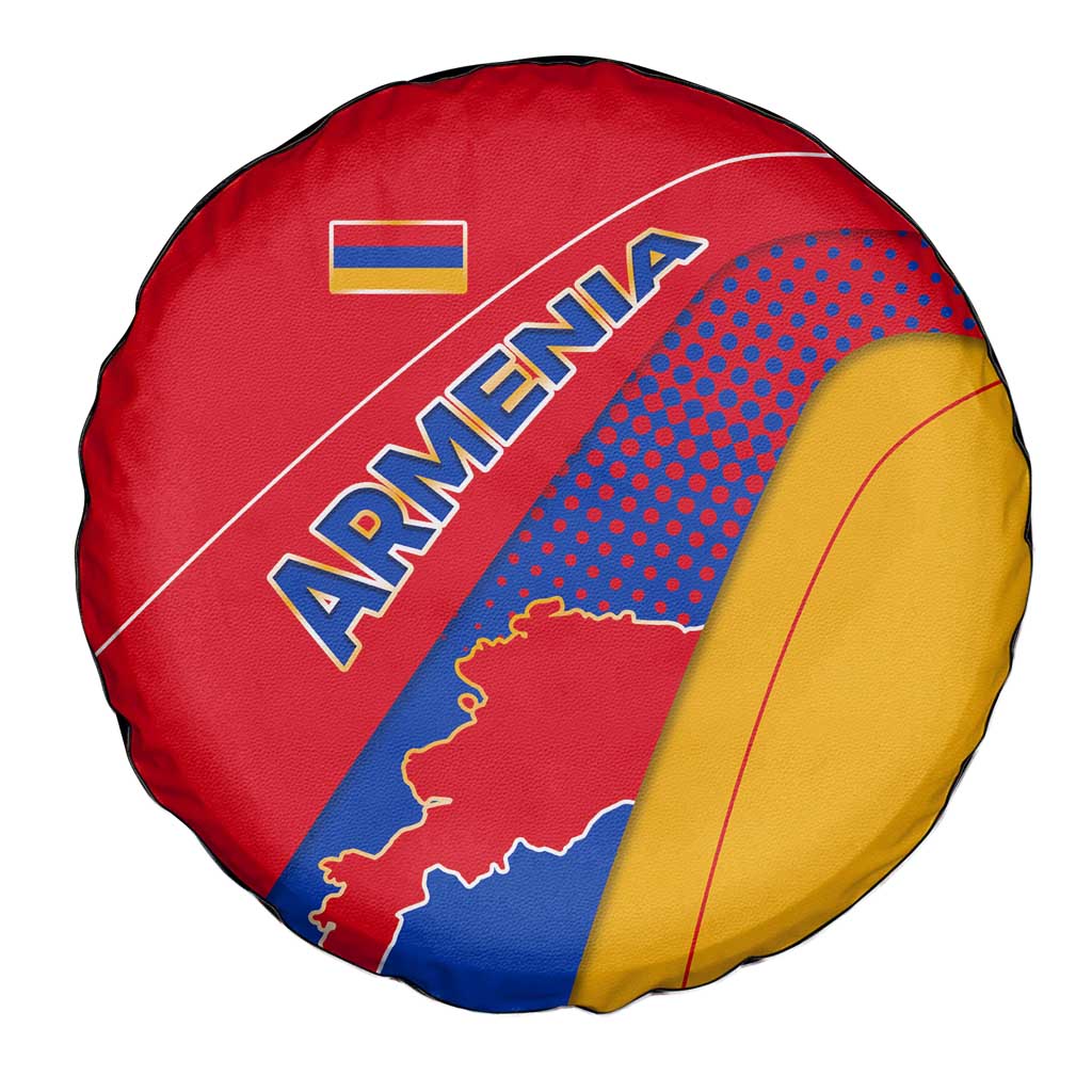 Armenia Flag Colors Spare Tire Cover with National Emblem and Map Design - Wonder Print Shop