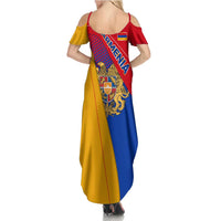 Armenia Flag Colors Summer Maxi Dress with National Emblem and Map Design - Wonder Print Shop