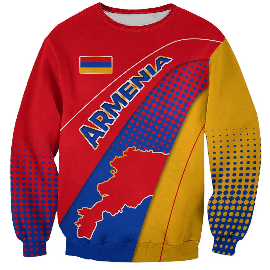 Armenia Flag Colors Sweatshirt with National Emblem and Map Design - Wonder Print Shop