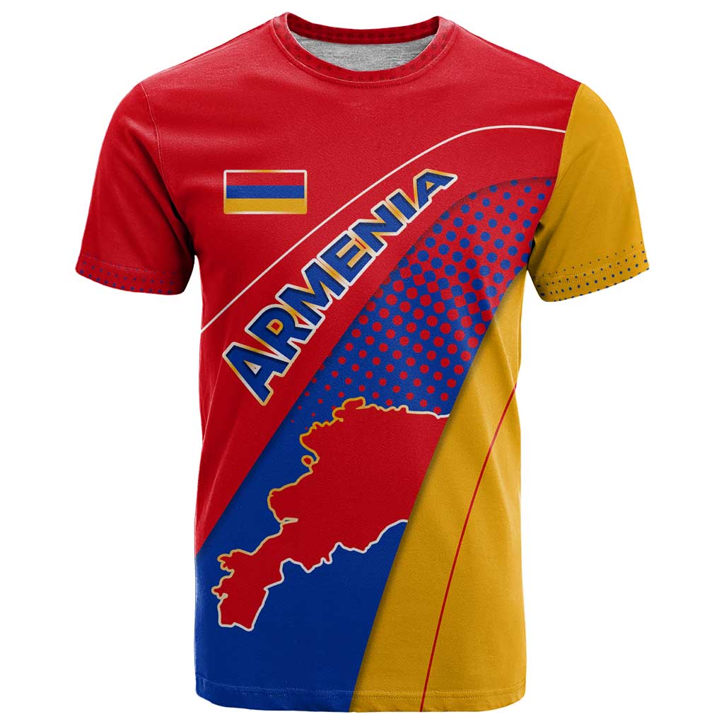Armenia Flag Colors T Shirt with National Emblem and Map Design - Wonder Print Shop
