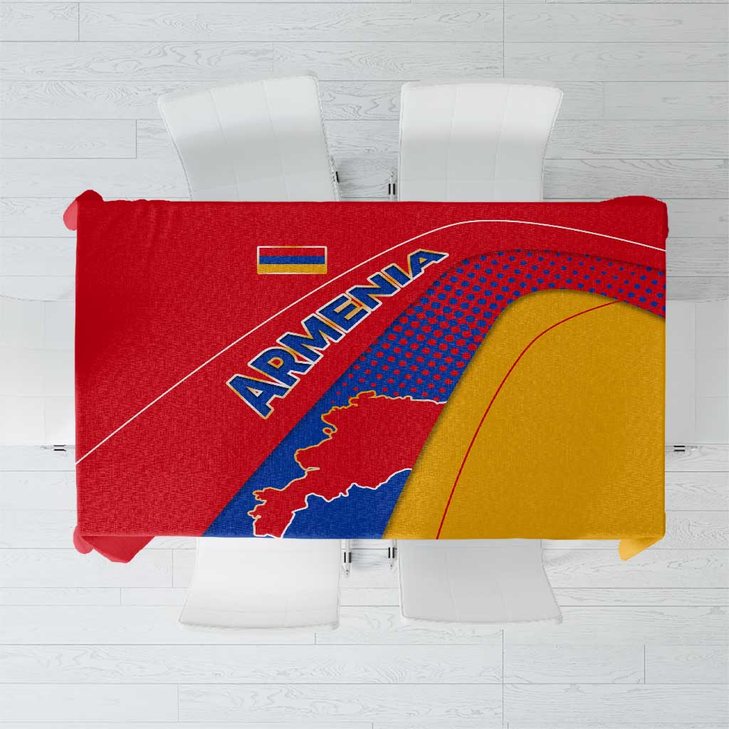 Armenia Flag Colors Tablecloth with National Emblem and Map Design - Wonder Print Shop