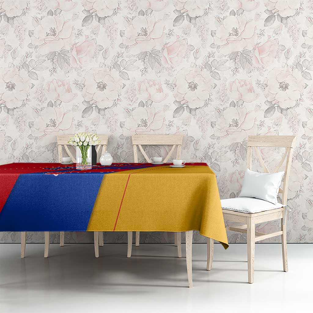 Armenia Flag Colors Tablecloth with National Emblem and Map Design - Wonder Print Shop