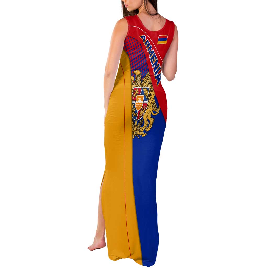 Armenia Flag Colors Tank Maxi Dress with National Emblem and Map Design - Wonder Print Shop