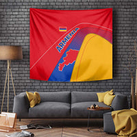 Armenia Flag Colors Tapestry with National Emblem and Map Design - Wonder Print Shop
