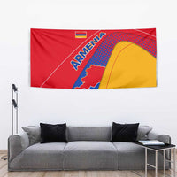 Armenia Flag Colors Tapestry with National Emblem and Map Design - Wonder Print Shop