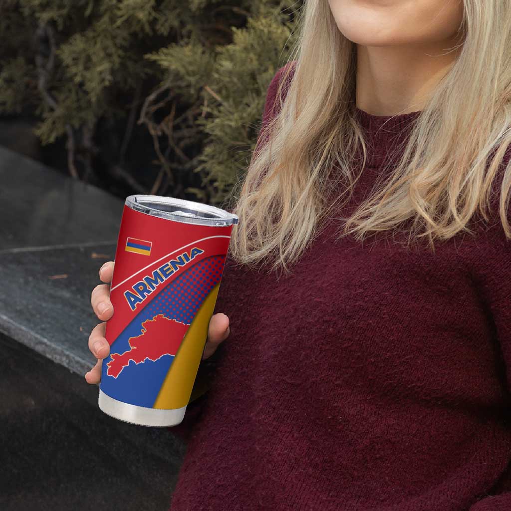 Armenia Flag Colors Tumbler Cup with National Emblem and Map Design - Wonder Print Shop