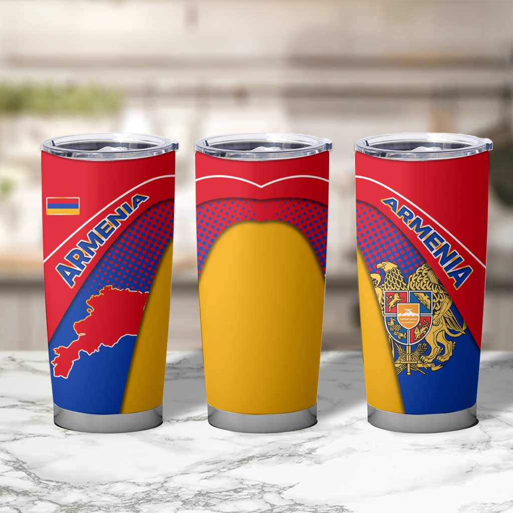 Armenia Flag Colors Tumbler Cup with National Emblem and Map Design - Wonder Print Shop