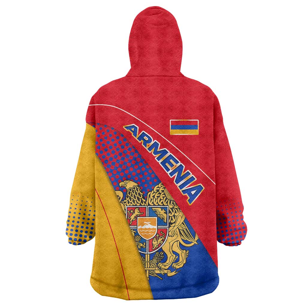 Armenia Flag Colors Wearable Blanket Hoodie with National Emblem and Map Design - Wonder Print Shop