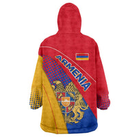 Armenia Flag Colors Wearable Blanket Hoodie with National Emblem and Map Design - Wonder Print Shop