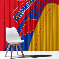 Armenia Flag Colors Window Curtain with National Emblem and Map Design - Wonder Print Shop