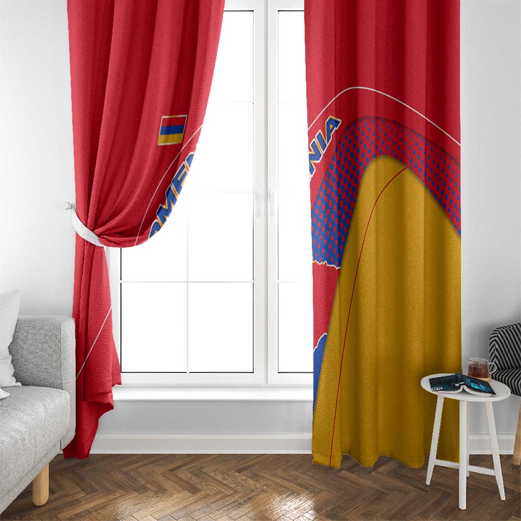 Armenia Flag Colors Window Curtain with National Emblem and Map Design - Wonder Print Shop
