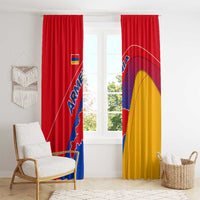 Armenia Flag Colors Window Curtain with National Emblem and Map Design - Wonder Print Shop