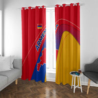 Armenia Flag Colors Window Curtain with National Emblem and Map Design - Wonder Print Shop