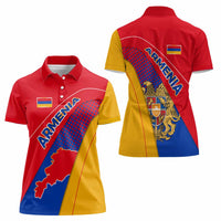 Armenia Flag Colors Women Polo Shirt with National Emblem and Map Design - Wonder Print Shop