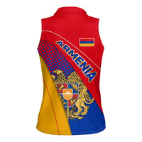 Armenia Flag Colors Women Sleeveless Polo Shirt with National Emblem and Map Design - Wonder Print Shop