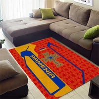 Armenia Flag-Inspired Area Rug with Ornamental Cross and Geometric Pattern Design - Wonder Print Shop