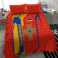 Armenia Flag-Inspired Bedding Set with Ornamental Cross and Geometric Pattern Design - Wonder Print Shop