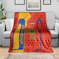Armenia Flag-Inspired Blanket with Ornamental Cross and Geometric Pattern Design - Wonder Print Shop