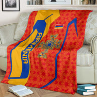 Armenia Flag-Inspired Blanket with Ornamental Cross and Geometric Pattern Design - Wonder Print Shop