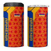 Armenia Flag-Inspired 4 in 1 Can Cooler Tumbler with Ornamental Cross and Geometric Pattern Design - Wonder Print Shop