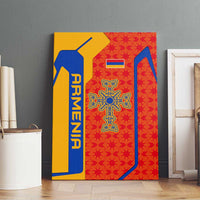 Armenia Flag-Inspired Canvas Wall Art with Ornamental Cross and Geometric Pattern Design - Wonder Print Shop