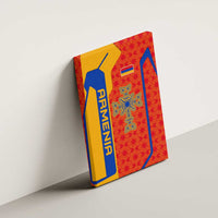 Armenia Flag-Inspired Canvas Wall Art with Ornamental Cross and Geometric Pattern Design - Wonder Print Shop