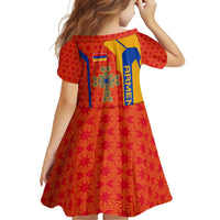 Armenia Flag-Inspired Family Matching Off Shoulder Maxi Dress and Hawaiian Shirt with Ornamental Cross and Geometric Pattern Design - Wonder Print Shop