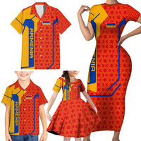 Armenia Flag-Inspired Family Matching Short Sleeve Bodycon Dress and Hawaiian Shirt with Ornamental Cross and Geometric Pattern Design - Wonder Print Shop
