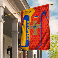 Armenia Flag-Inspired Garden Flag with Ornamental Cross and Geometric Pattern Design - Wonder Print Shop