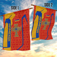 Armenia Flag-Inspired Garden Flag with Ornamental Cross and Geometric Pattern Design - Wonder Print Shop