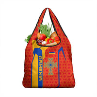 Armenia Flag-Inspired Grocery Bag with Ornamental Cross and Geometric Pattern Design - Wonder Print Shop