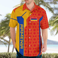Armenia Flag-Inspired Hawaiian Shirt with Ornamental Cross and Geometric Pattern Design - Wonder Print Shop