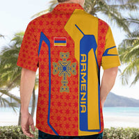 Armenia Flag-Inspired Hawaiian Shirt with Ornamental Cross and Geometric Pattern Design - Wonder Print Shop