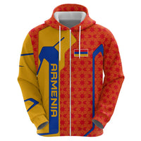 Armenia Flag-Inspired Hoodie with Ornamental Cross and Geometric Pattern Design - Wonder Print Shop