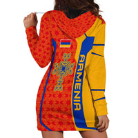 Armenia Flag-Inspired Hoodie Dress with Ornamental Cross and Geometric Pattern Design - Wonder Print Shop