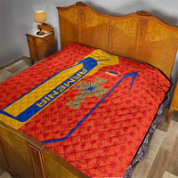 Armenia Flag-Inspired Quilt with Ornamental Cross and Geometric Pattern Design - Wonder Print Shop