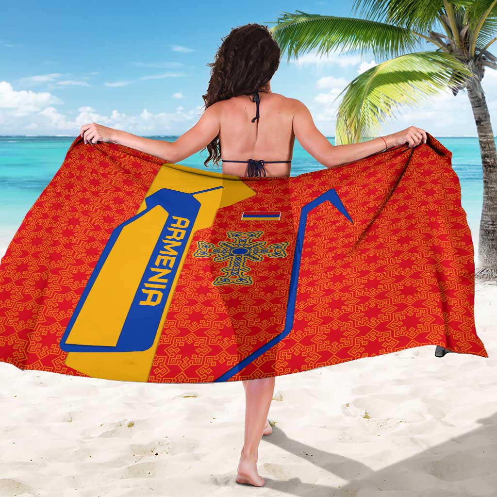 Armenia Flag-Inspired Sarong with Ornamental Cross and Geometric Pattern Design - Wonder Print Shop